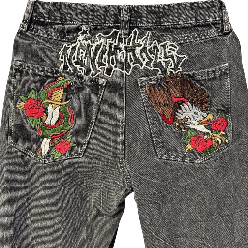 Ninth Hall Ambush Baggy Jeans Washed Black Embroidered Skater Mens 30 Streetwear - Picture 4 of 7